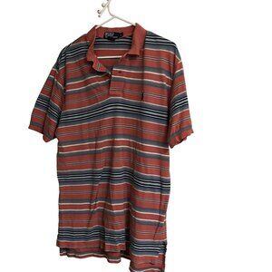 Polo By Ralph Lauren Orange Striped 100% Cotton Mens Large Polo